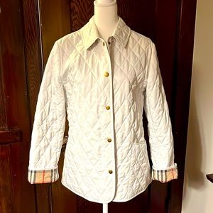 Burberry Nova Check Quilted Classic Coat White Size Small Y2K Winter